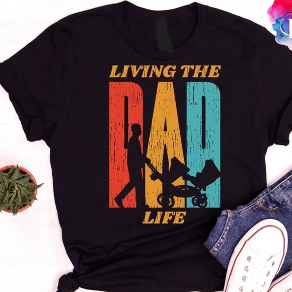 Living The Dad Life Funny T-Shirt, Happy Father's Day Unisex T-Shirt - Picture 1 of 4